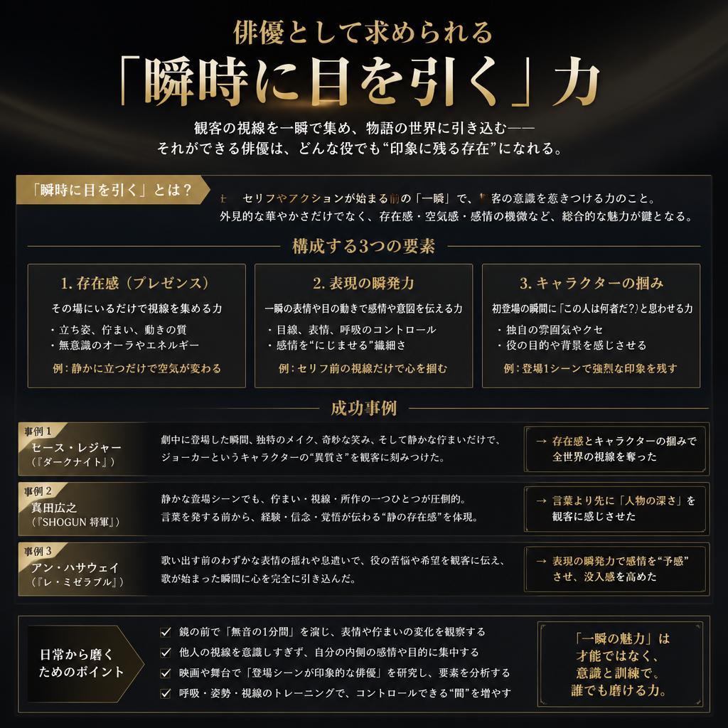 瞬時に目を引くとは？