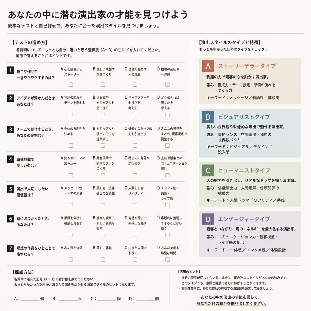 あなたの演出家としての才能をチェック！
